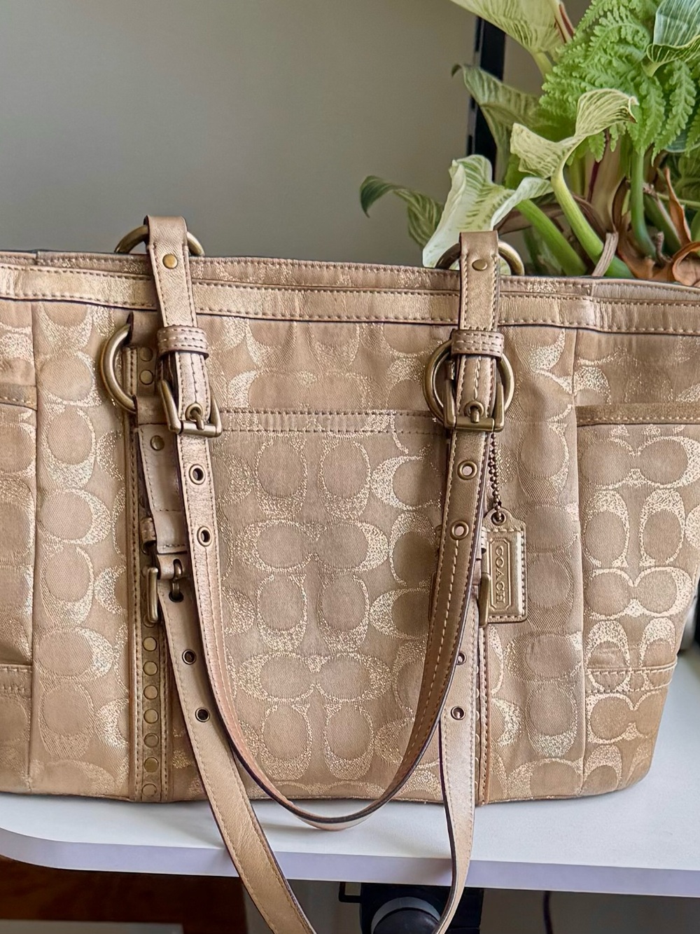 Coach Signature Gold Tote with Studded Straps
#60867-F12853 - Picture 4 of 16